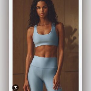 Alo Yoga Celestial Blue Airlift Sports Bra and Leggings Set